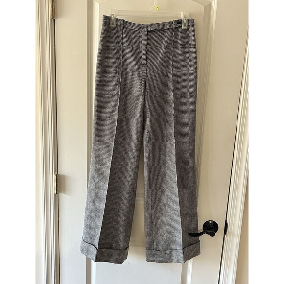 Ann Taylor LOFT Size 2 Black White Tweed Dress Pants Bootcut Wool Lined - Picture 1 of 9